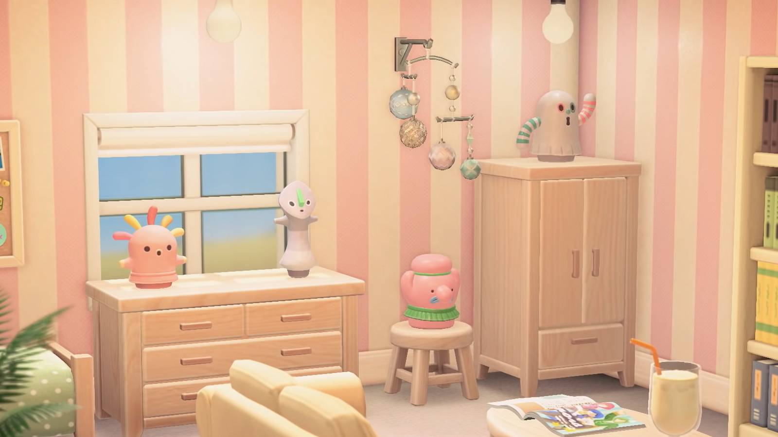 animal crossing new horizons gyroids striped room