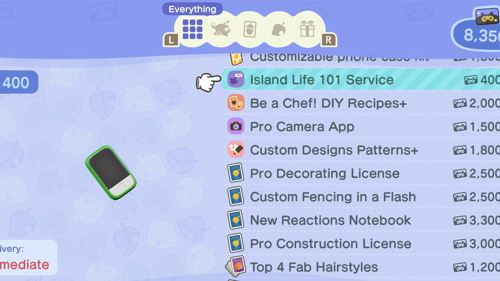 acnh island life 101 service