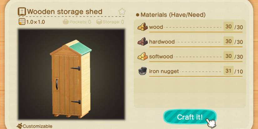 animal crossing wooden storage shed diy