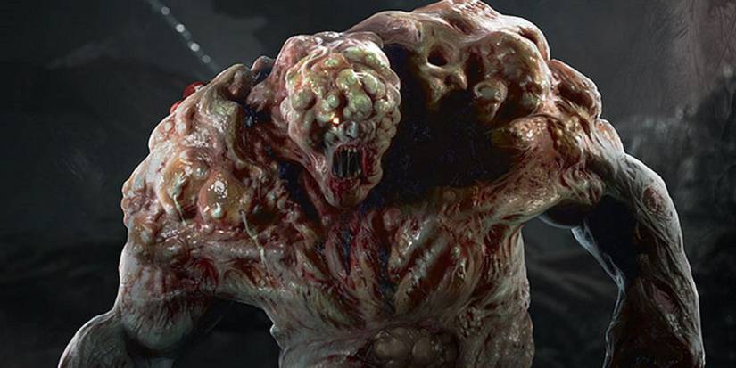 An image from Back 4 Blood showing a close up of a Reeker snarling.