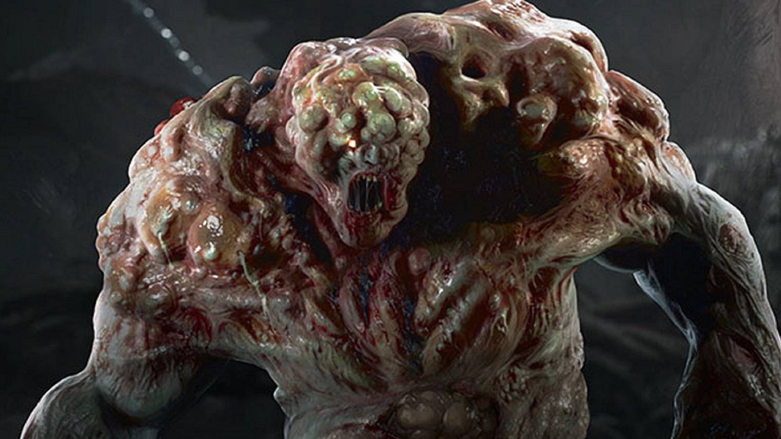 An image from Back 4 Blood showing a close up of a Reeker snarling.