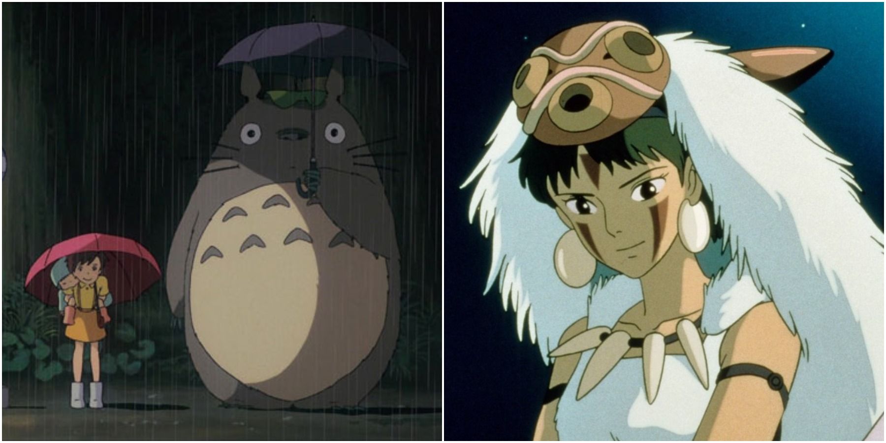 Split image of My Neighbor Totoro and Princess Mononoke. 