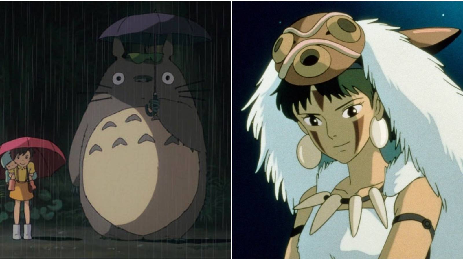 Split image of My Neighbor Totoro and Princess Mononoke. 