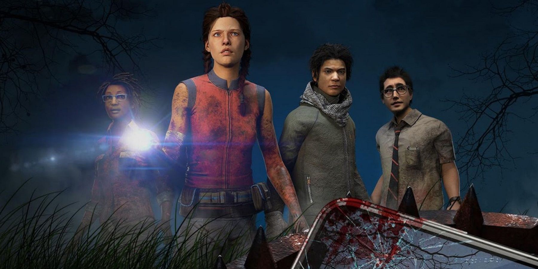 An image from Dead by Daylight showing a group of playable characters.