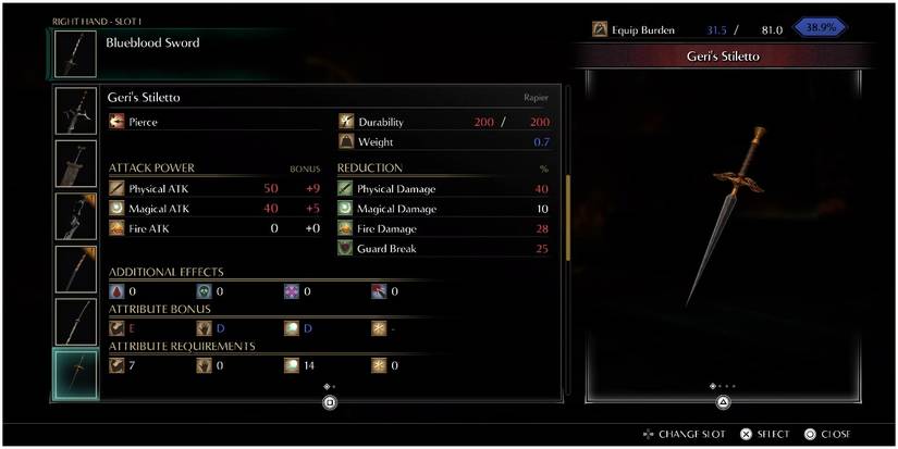 demon's souls geri's stiletto