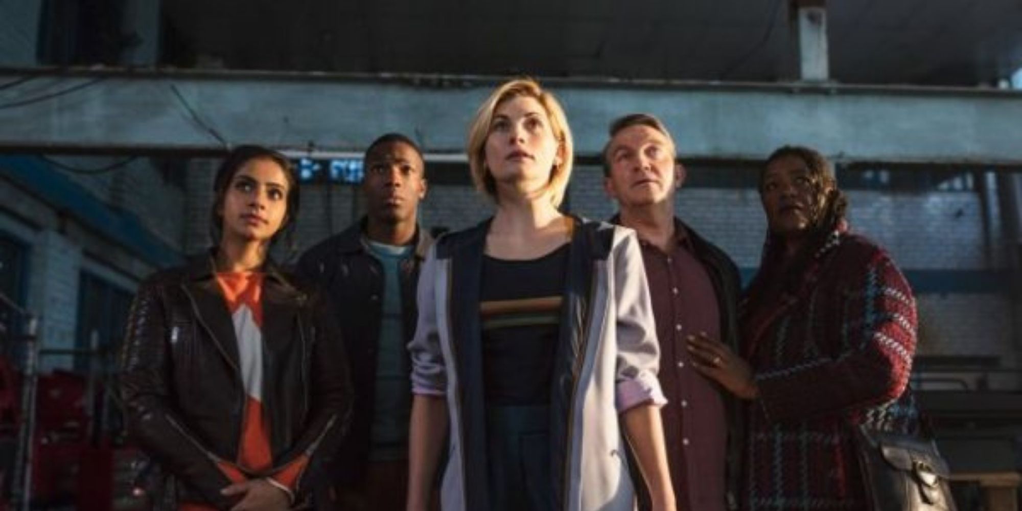 Official image of the main characters and Grace Clarke of the TV show Doctor Who Series 11. 
