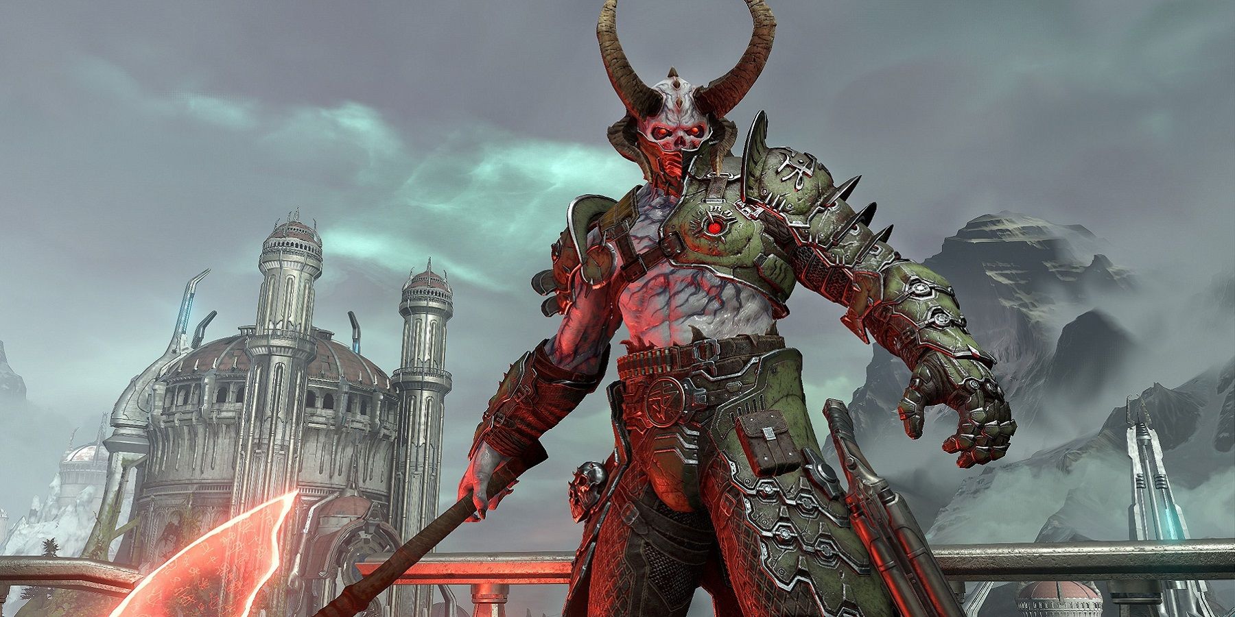 Screenshot from Doom Eternal showing a mid-shot of the Marauder.