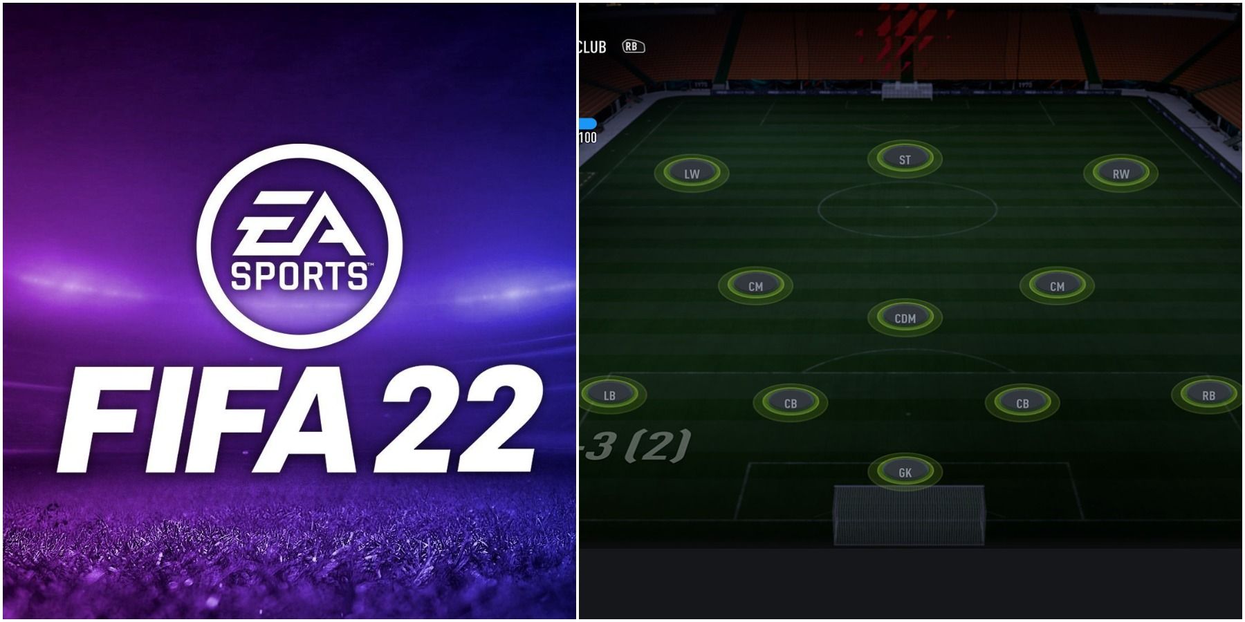 (Слева) Логотип FIFA 22 (Справа) Формирование 433