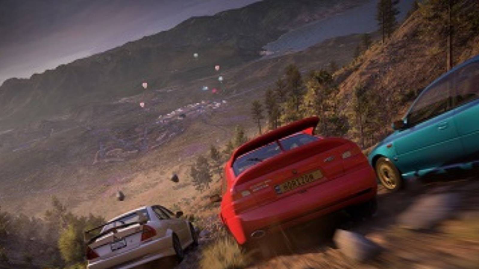 An image of multiple cars drag racing in Forza Horizon 5.