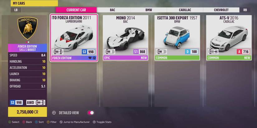 forza horizon 5 lamborghini sesto elemento fe stats