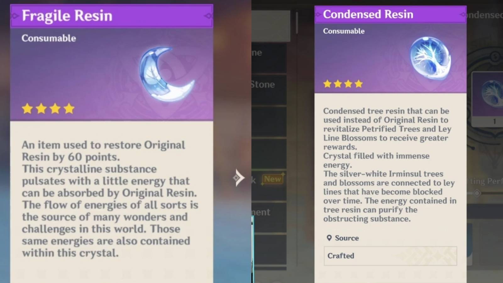 fragile resin and condensed resin