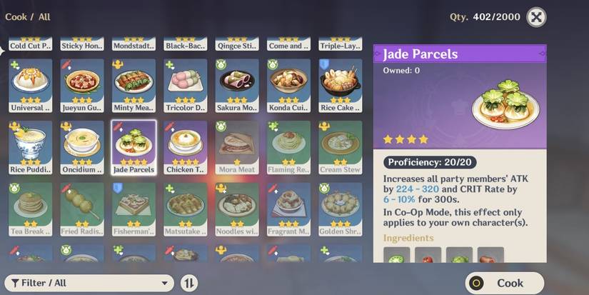 genshin impact jade parcel food recipe