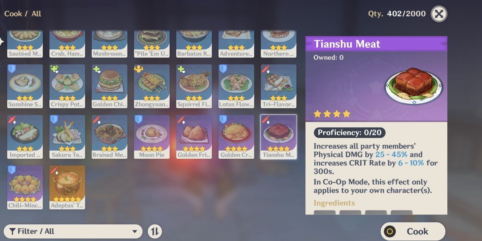 Genshin Impact: How To Unlock Every 4-Star Food Recipe