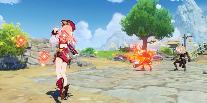 genshin impact yanfei normal attack pyro hilichurl