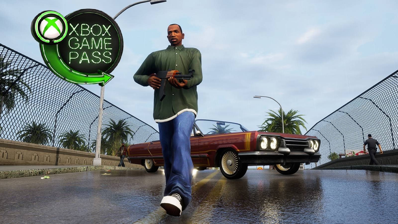 grand theft auto san andreas cj with xbox game pass logo