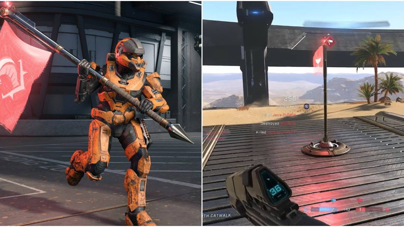 (Left) Running with the flag (Right) Planted flag