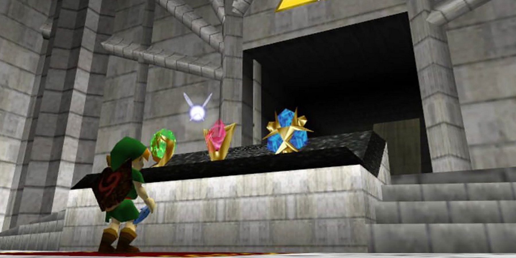 Image from Ocarina of Time on the Nintendo 64 showing young Link inside a temple.