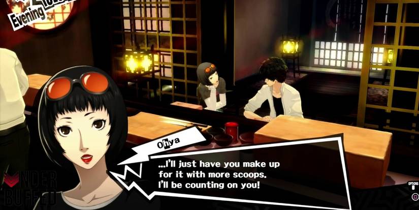 Ohya and Joker at lit up bar.