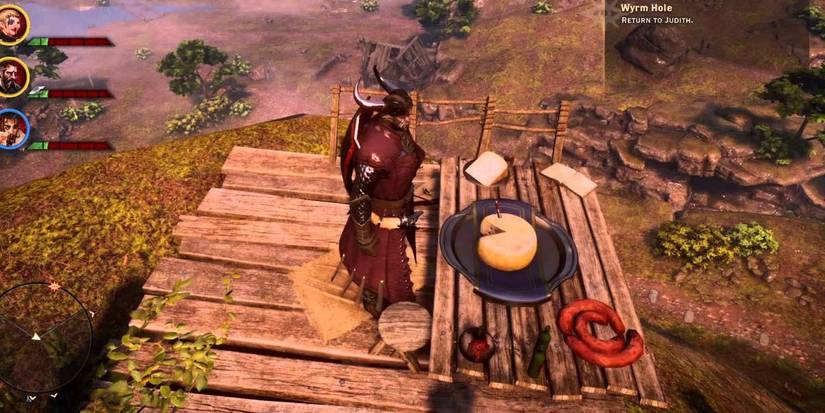 Qunari standing over cheese.