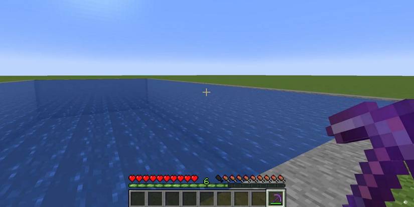 A screenshot from Minecraft showing a filled up pool of water.