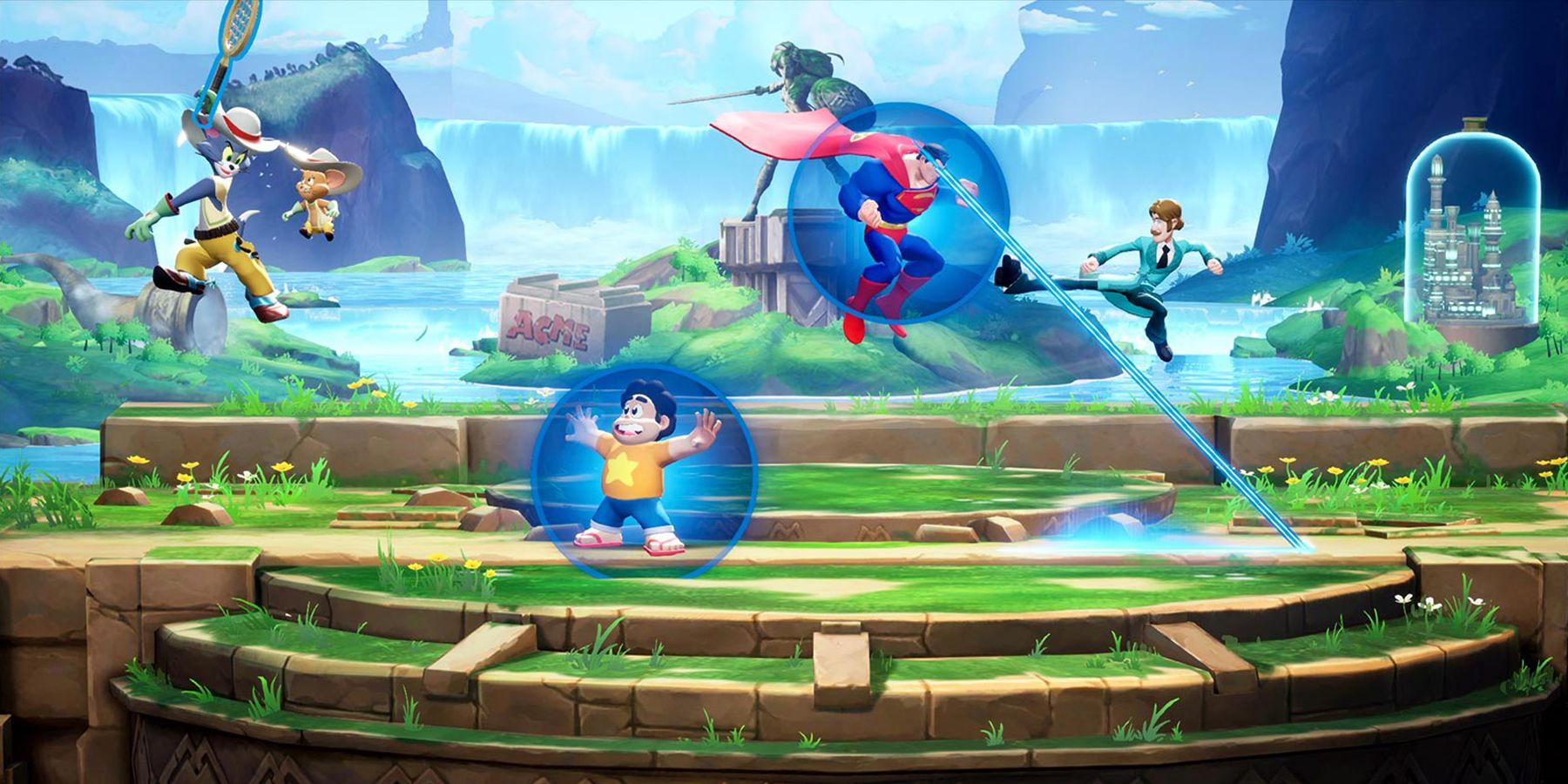 Tom and Jerry, Steven Universe, Superman, and Shaggy from Scooby-Doo! battle in MultiVersus.