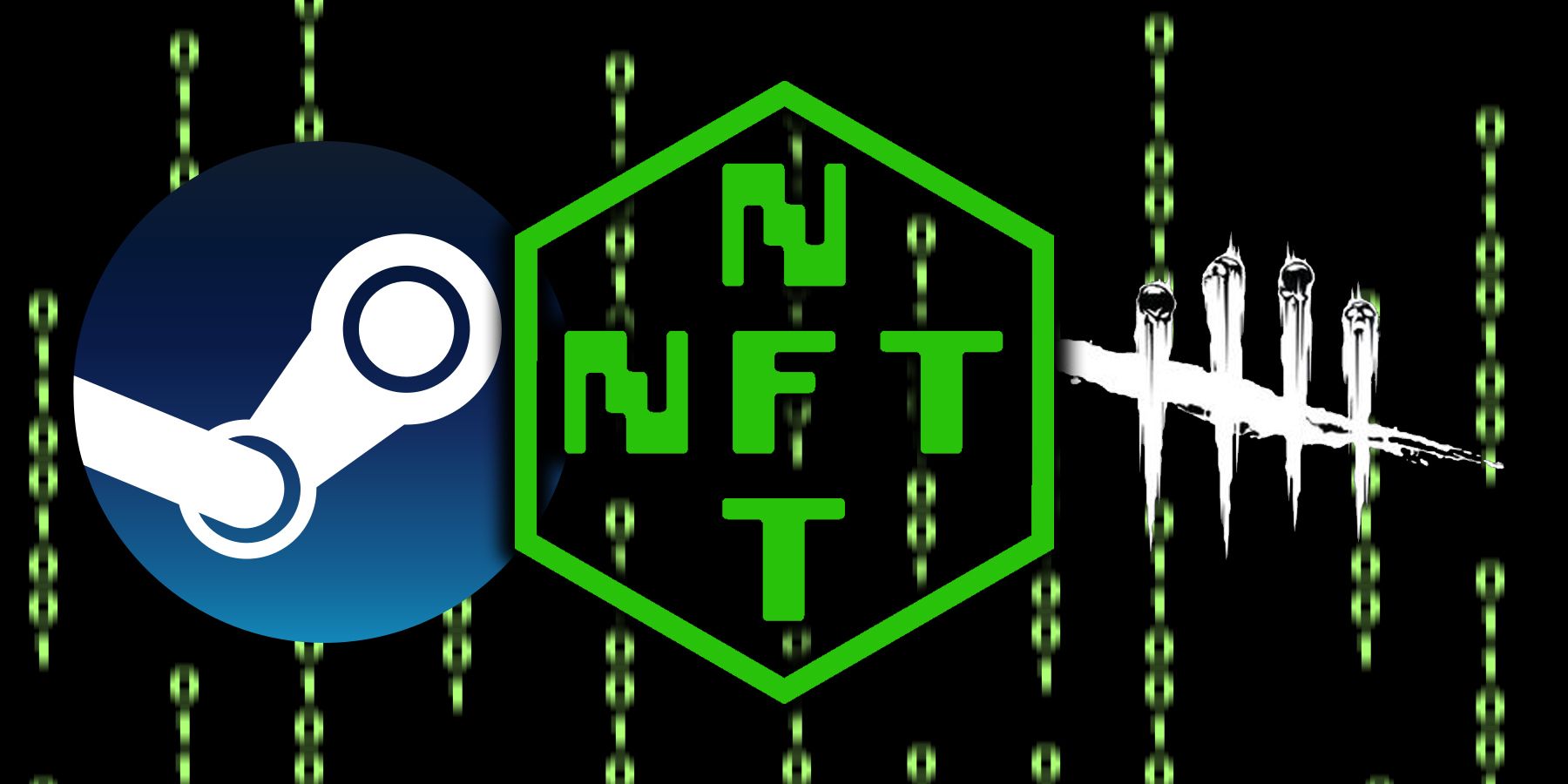 Steam logo alongside the Dead by Daylight logo and an NFT token.