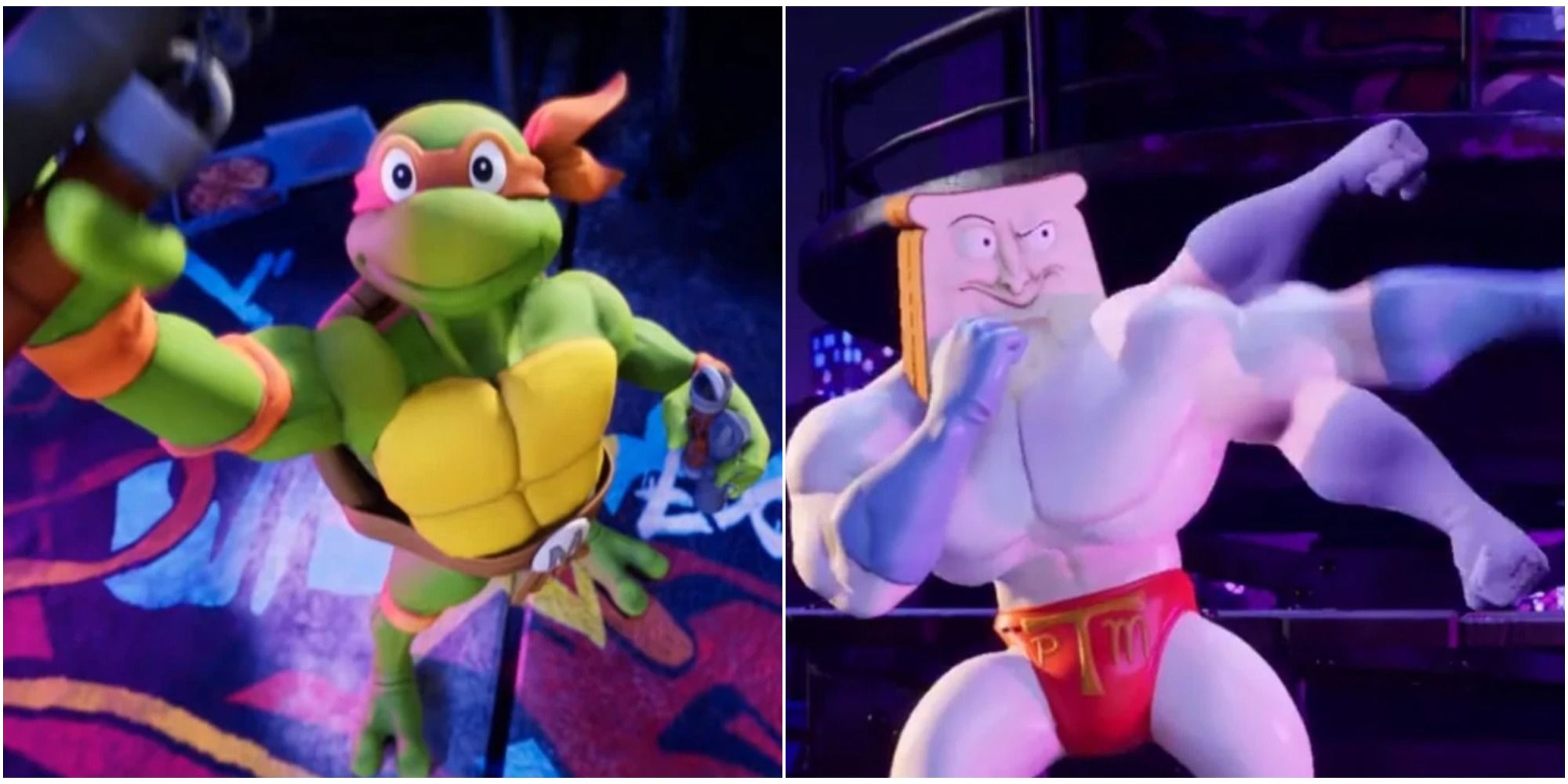 nickelodean all star brawl michelangelo and powdered toast man