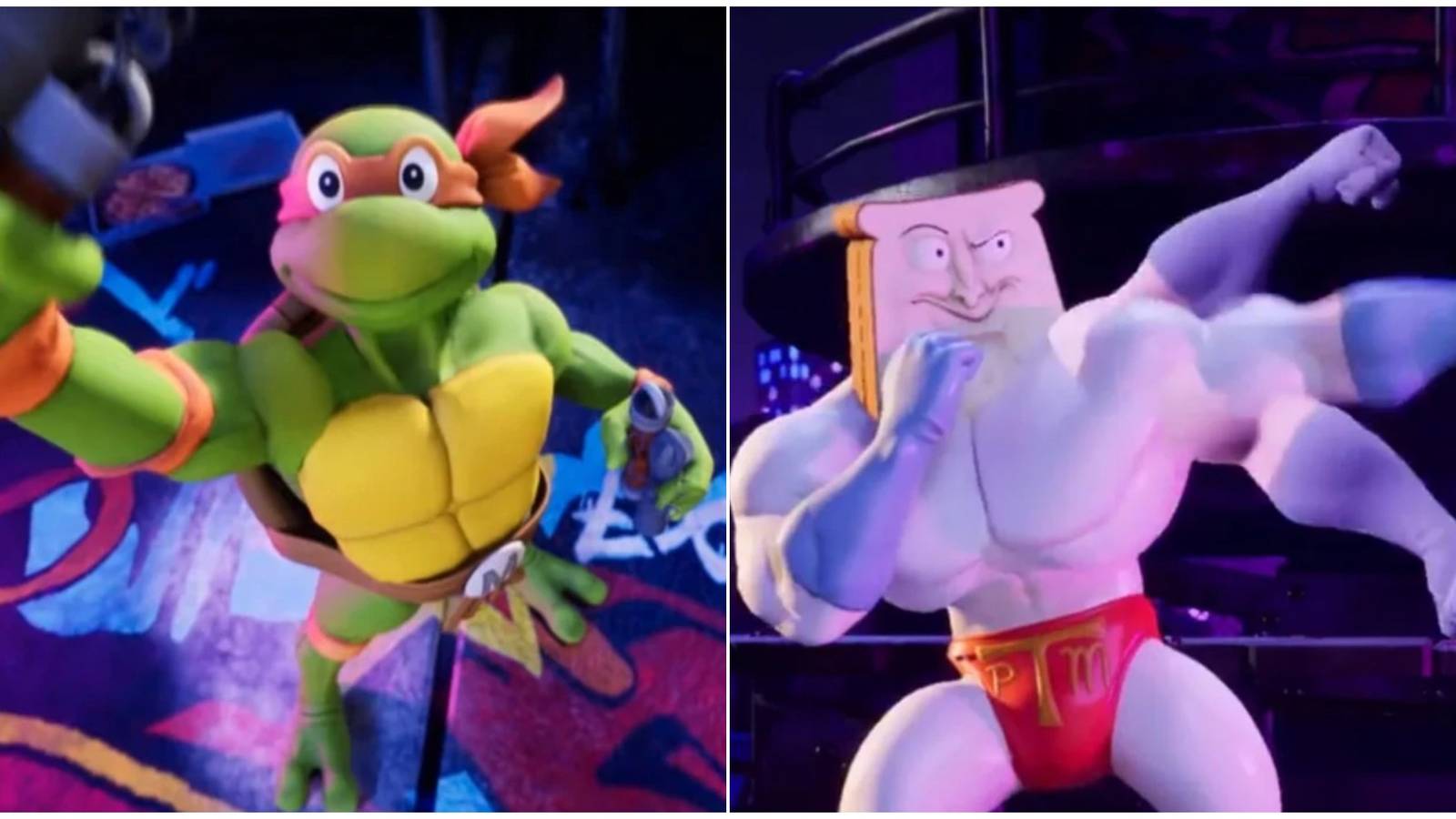 nickelodean all star brawl michelangelo and powdered toast man
