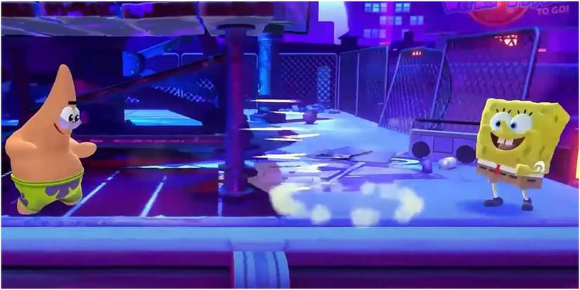 nickelodean all star brawl spongebob and patrick wavedashing