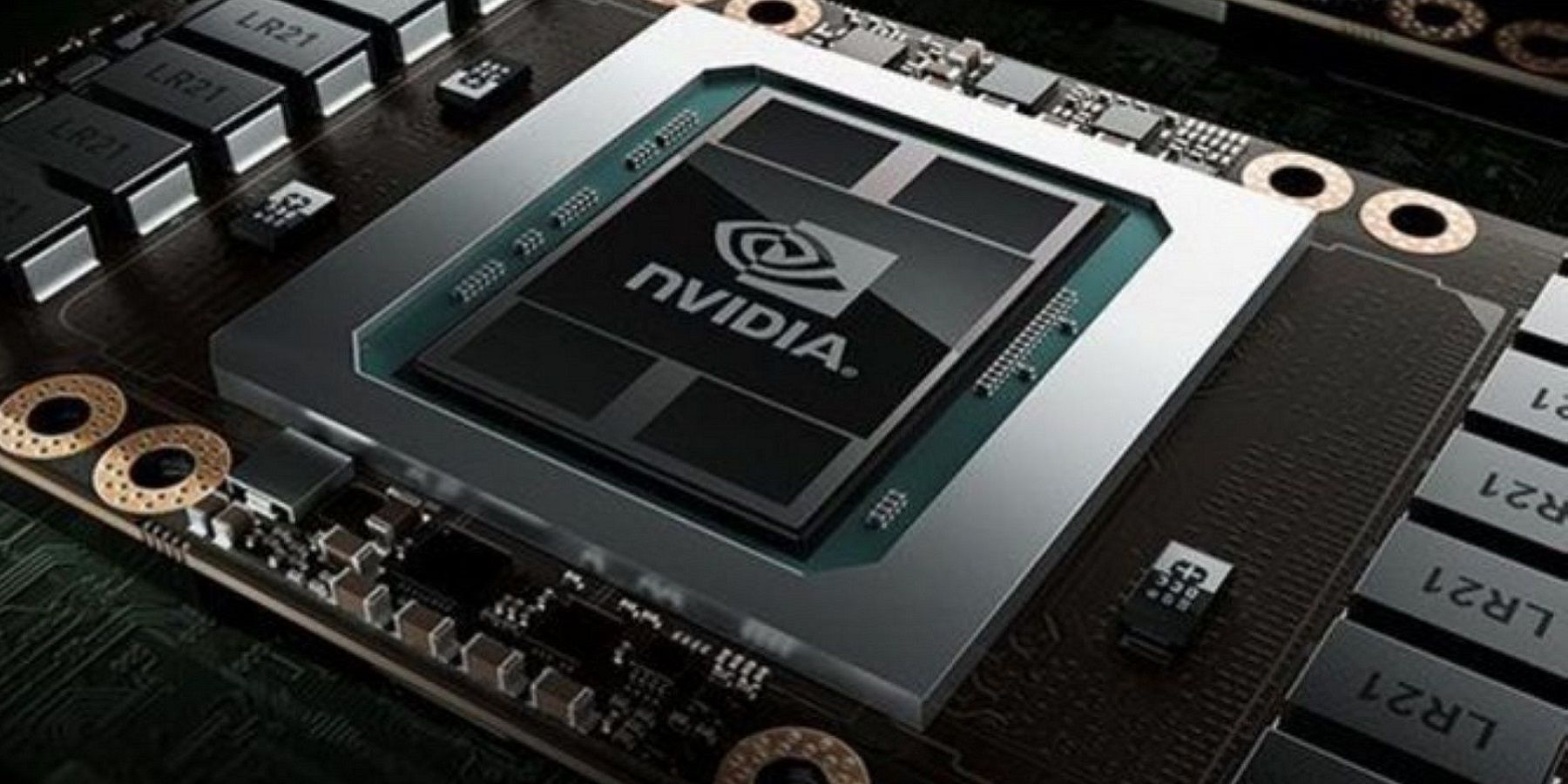 A close-up photo of an Nvidia chip.
