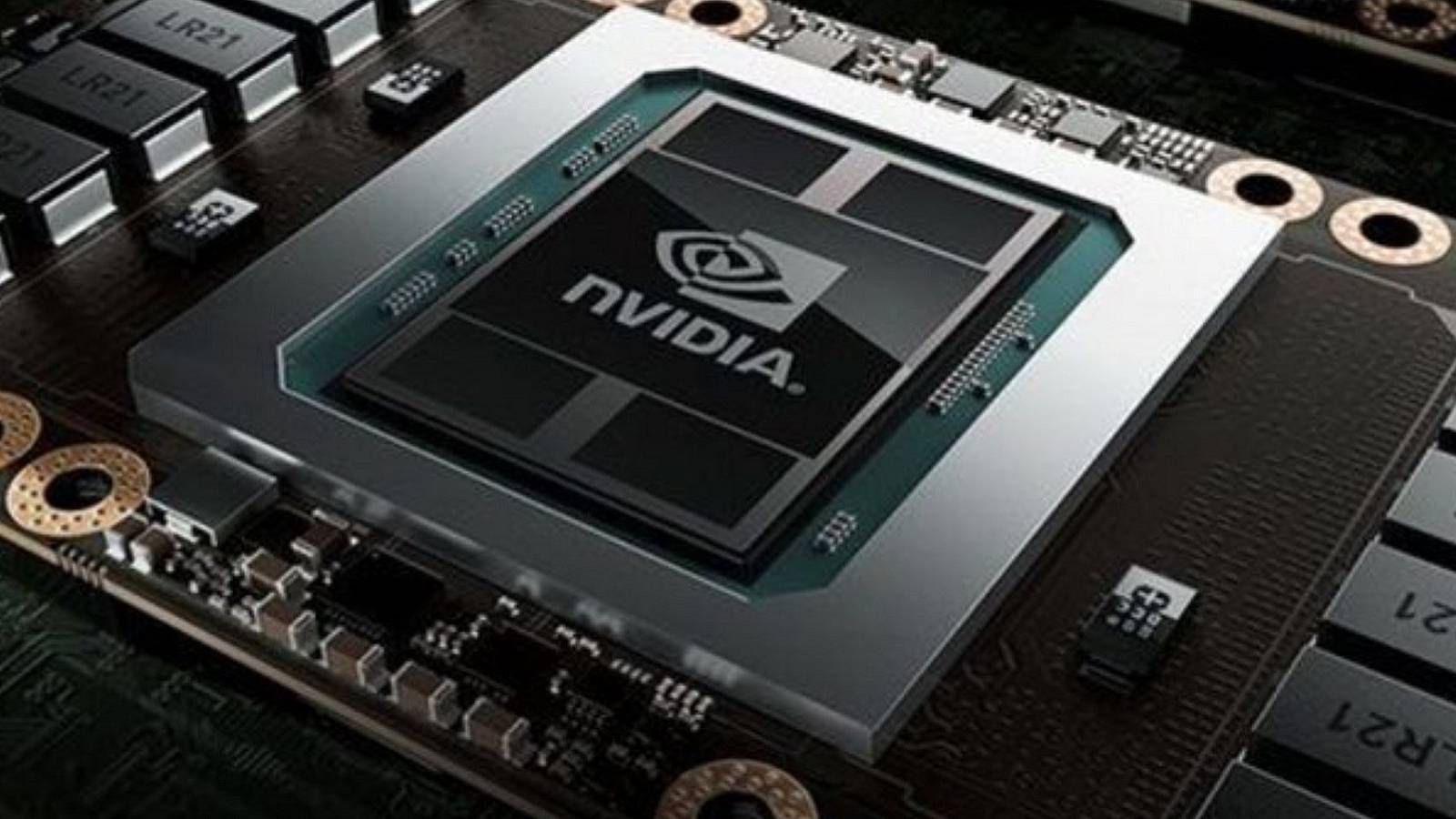 A close-up photo of an Nvidia chip.