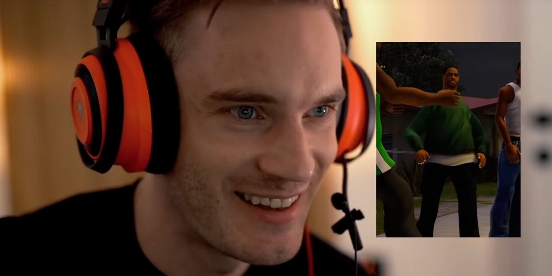 Screenshot of YouTube star Pewdiepie next to a small image taken from the GTA Trilogy.