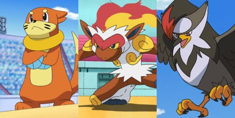 Buizel (left), Infernape (Middle), Straptor (Right)