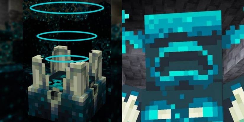 Sculk Shrieker (left), The Warden (right)