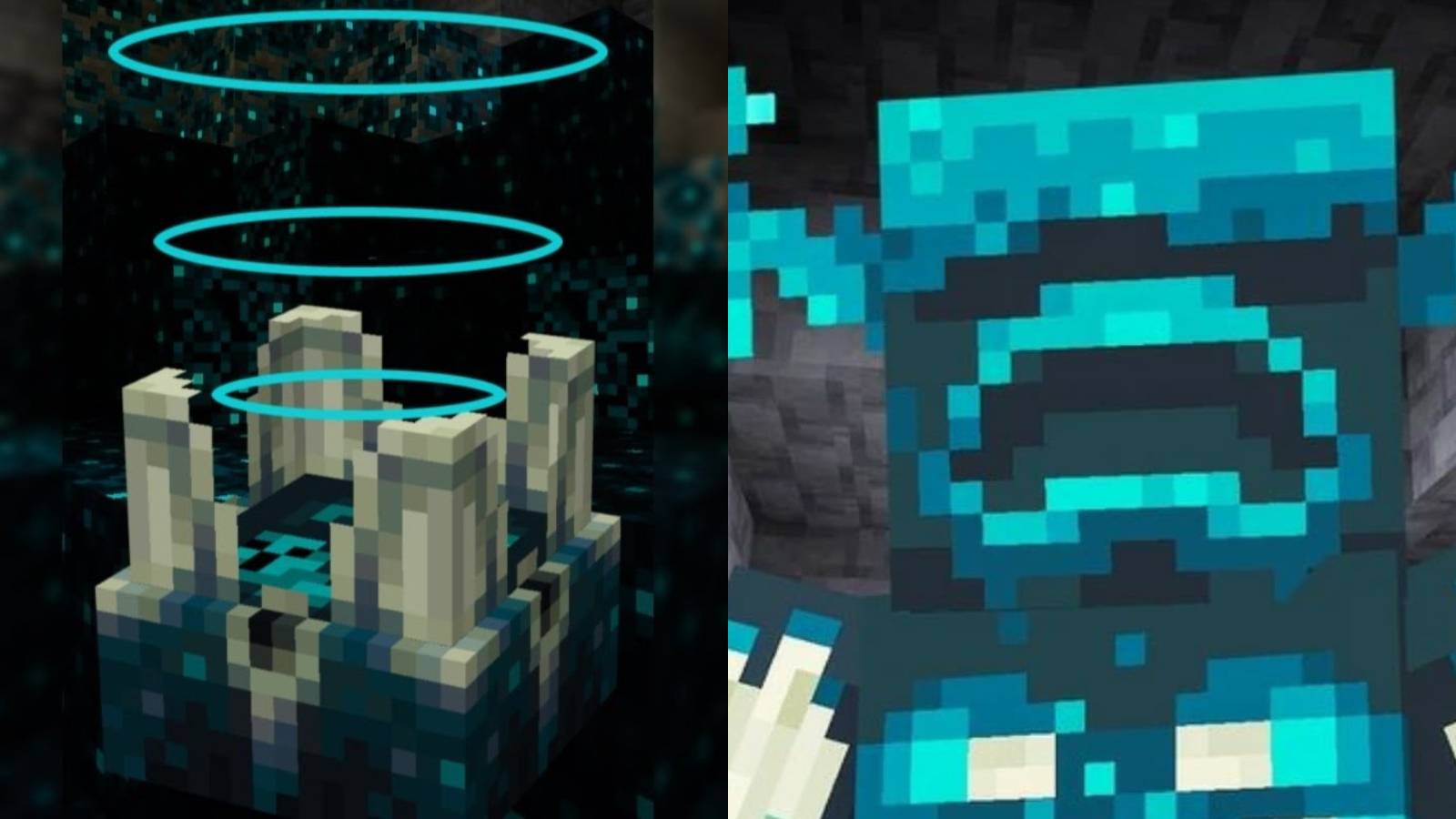 Sculk Shrieker (left), The Warden (right)