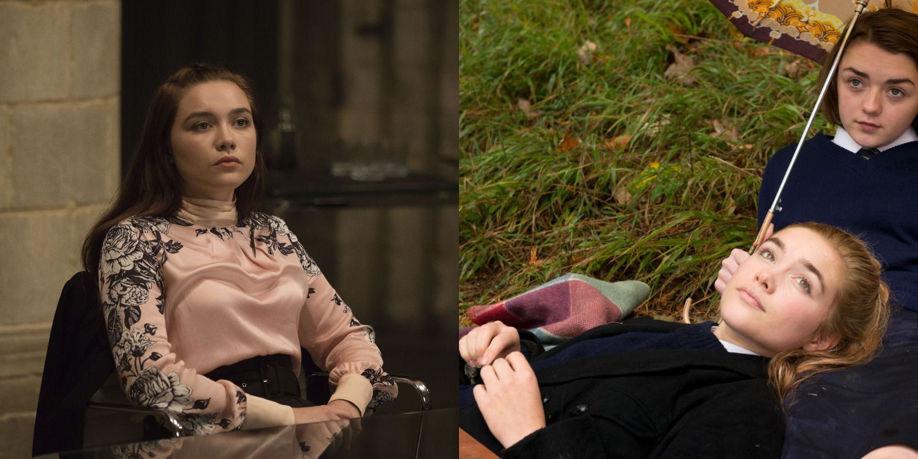 Florence Pugh best non-MCU movies feature split image King Lear and The Falling