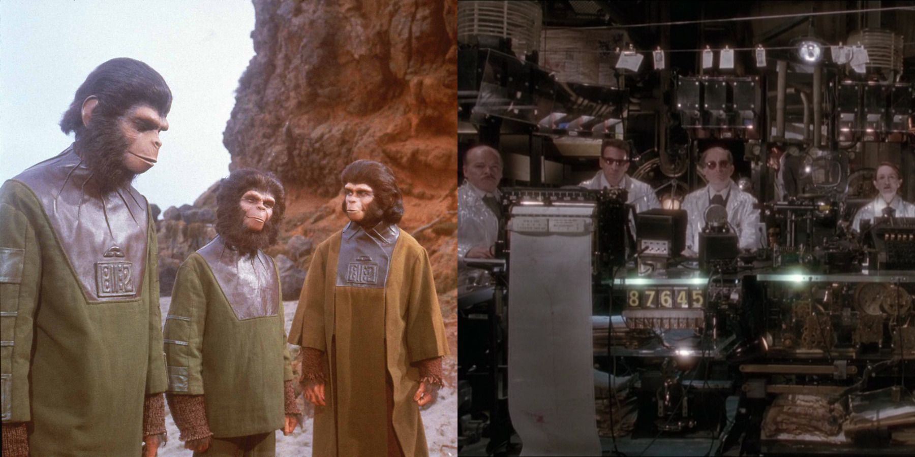 End of the world movies feature split image Planet of the Apes and 12 Monkeys