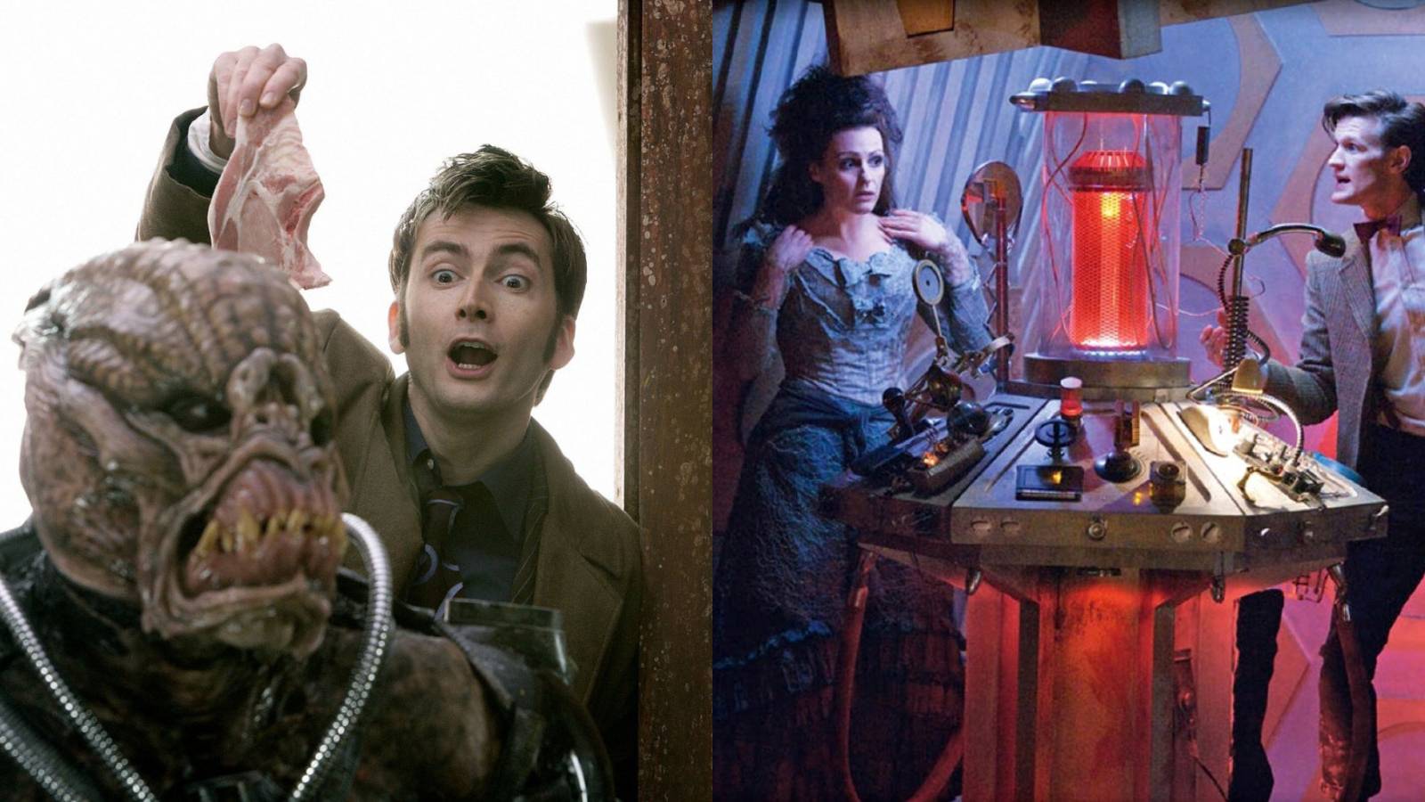 Doctor Who strange episodes feature split image Love and Monsters, and The Doctor's Wife