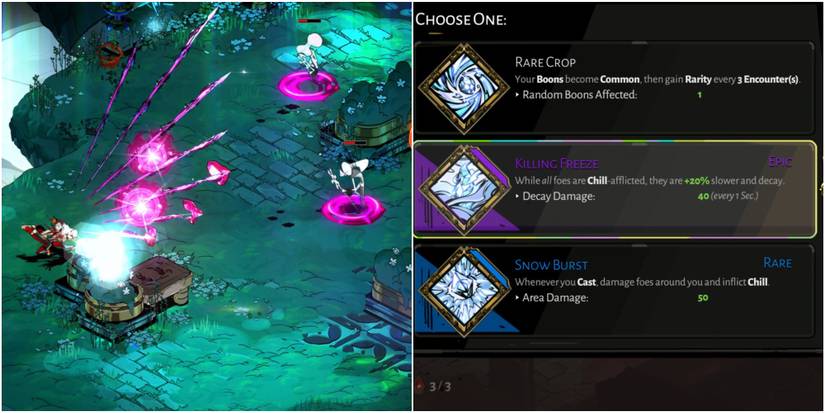 Left: inflicting weak; right: choice of Demeter boons