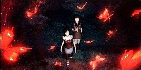 Mio and Mayu with butterflies. 