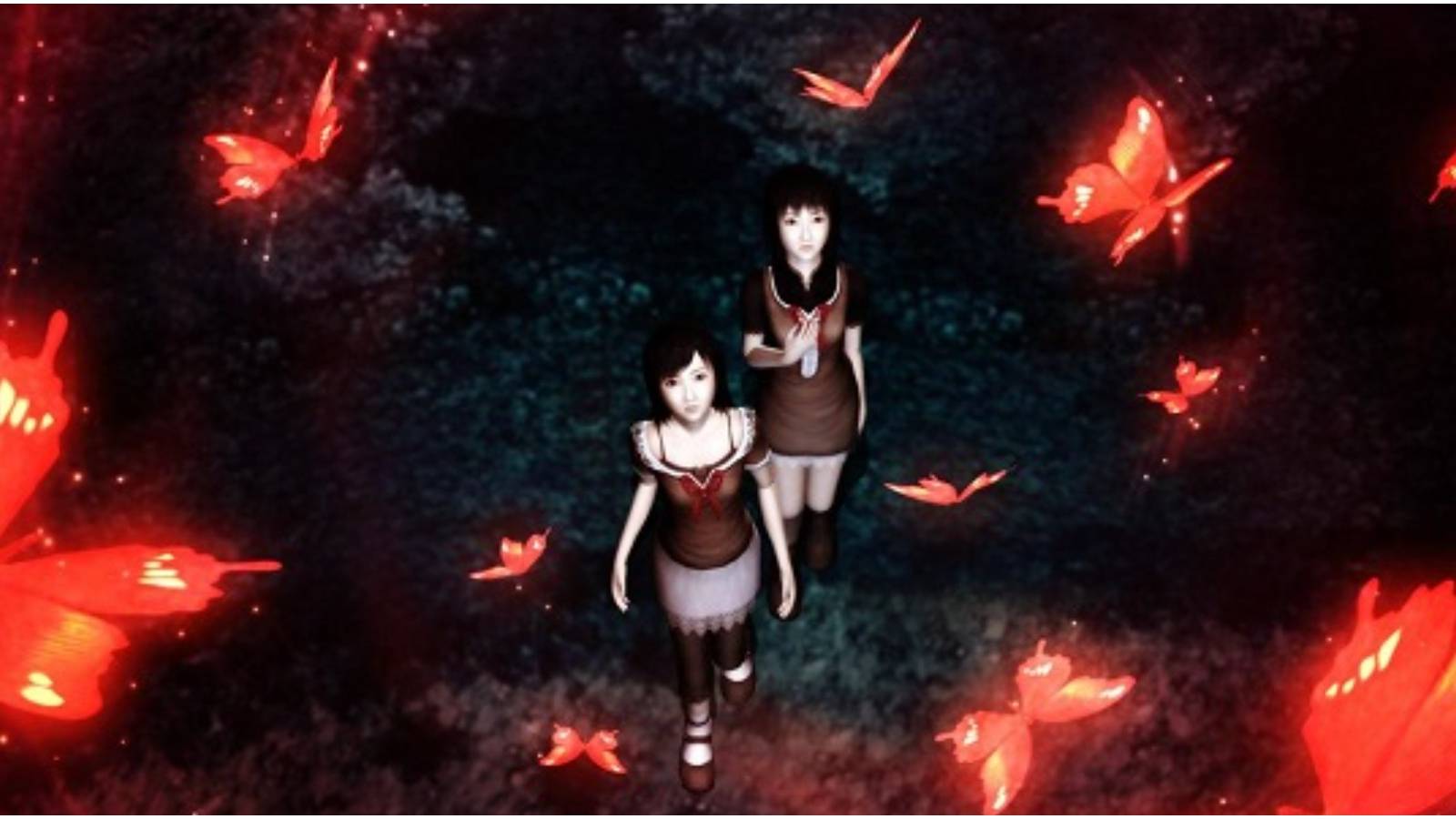 Mio and Mayu with butterflies. 