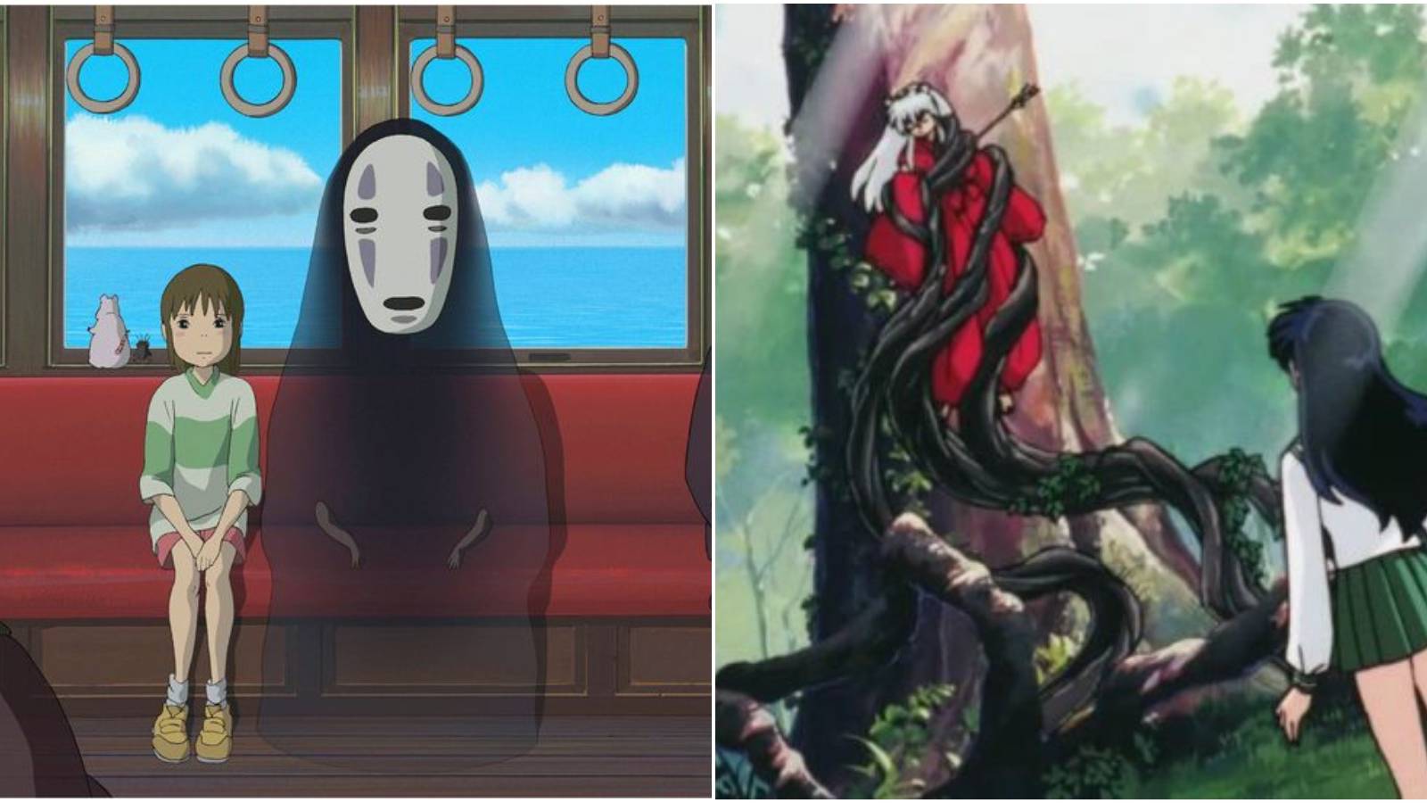 Split image of Spirited Away and Inuyasha. 