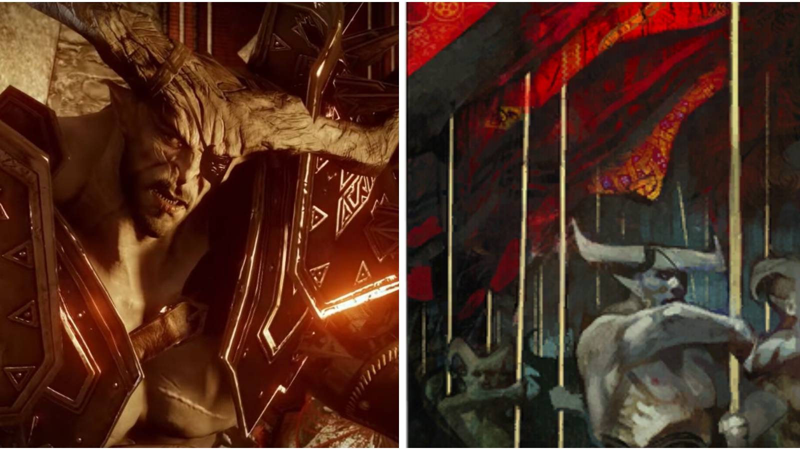 Split image of Bull and his tarot card.