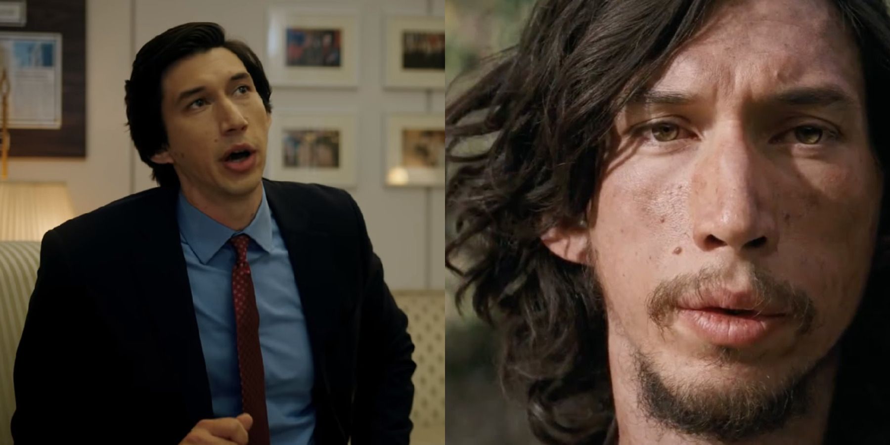Adam Driver best movies feature split image The Report and Silence