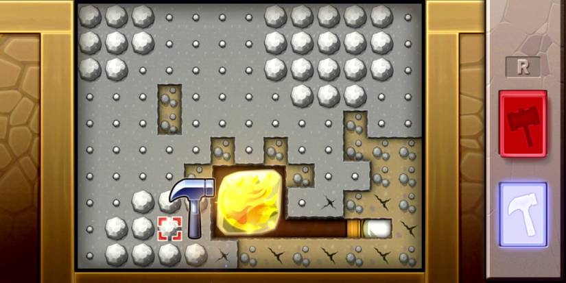 Breaking rocks in the Mining minigame in Pokemon Brilliant Diamond and Shining Pearl