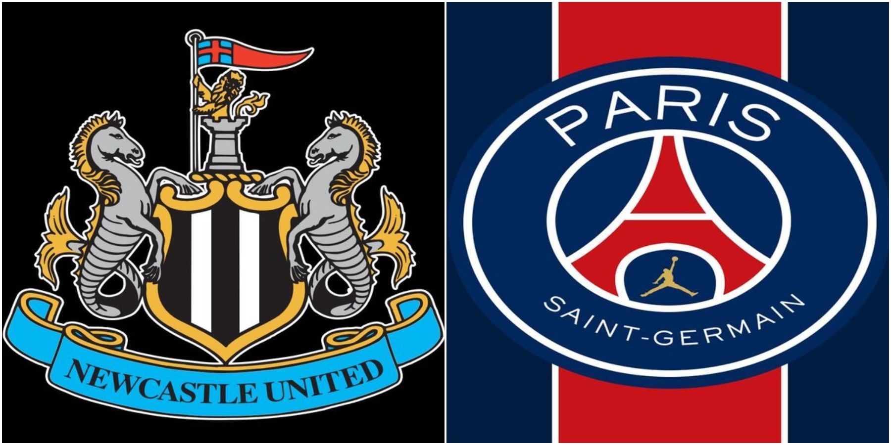 (Left) Newcastle United logo (Right) PSG logo