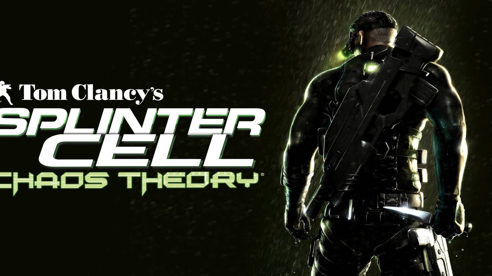 Splinter Cell Chaos Theory logo next to a geared up Sam Fisher