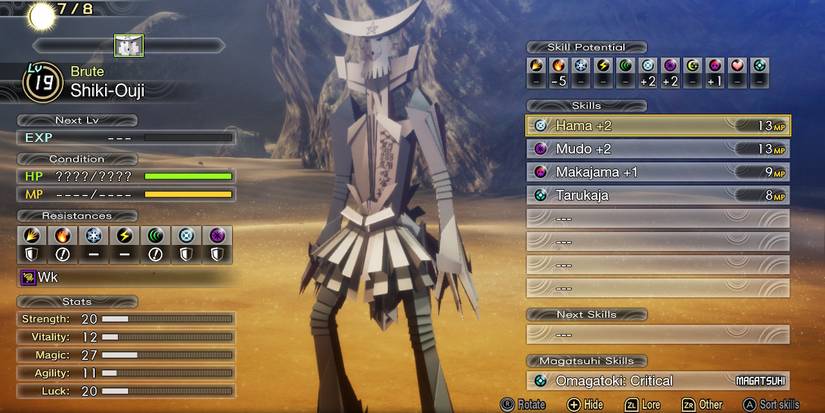 shin megami tensei 5 shiki ouji boss stat screen