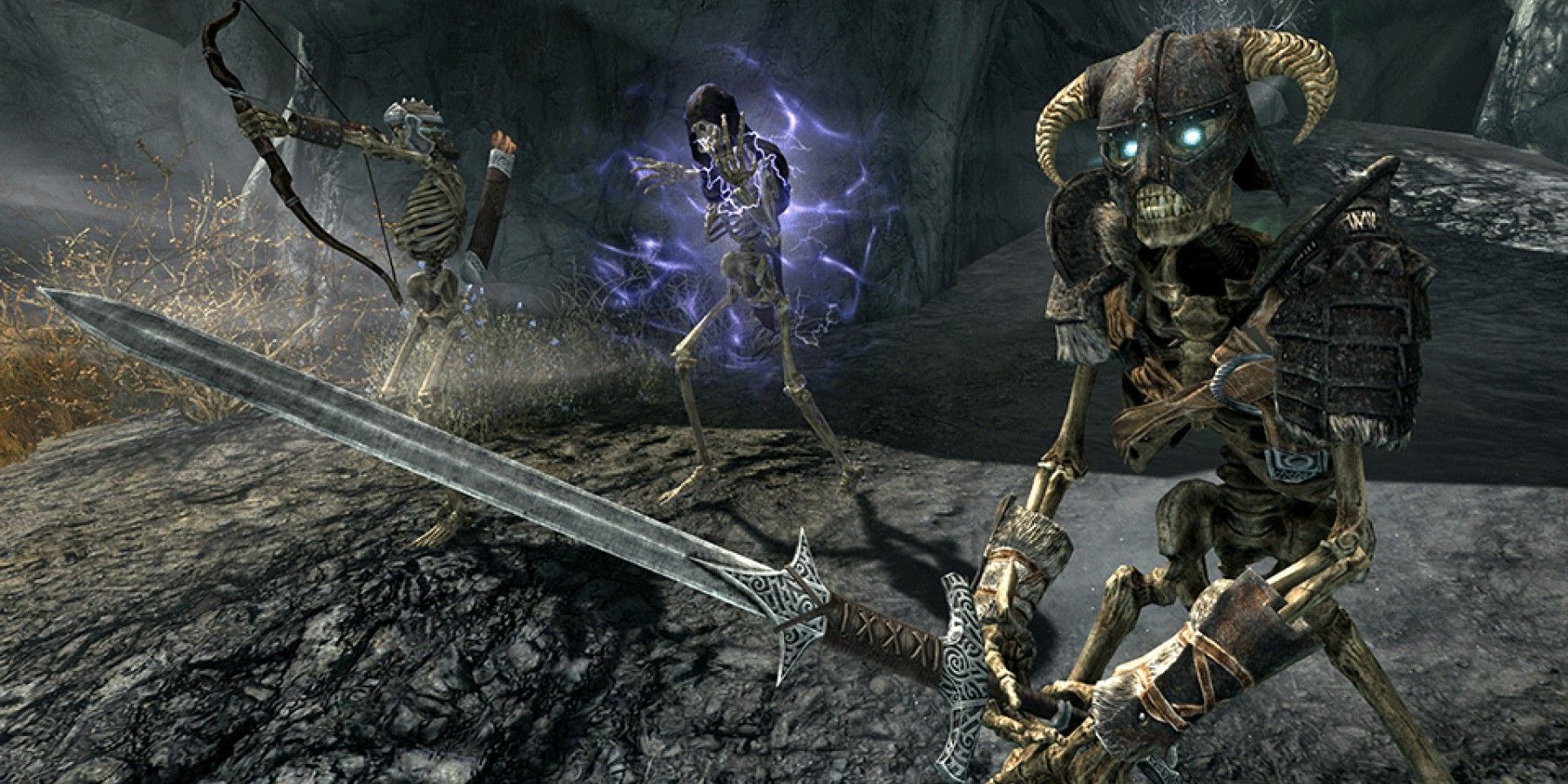 Skeletal minions summoned by a necromancer in Skyrim