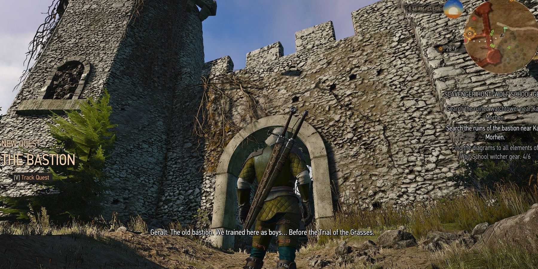 Geralt outside the bastion witcher 3